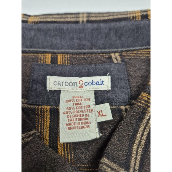 Carbon2cobalt Shirt Mens XL Brown Plaid Flannel Button Front Long Sleeve Casual - Picture 3 of 10